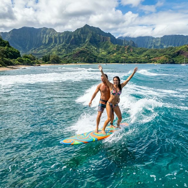 Hawaii Surfing Couple